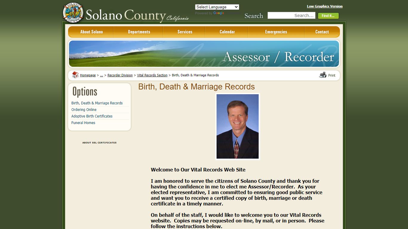 Solano County - Birth, Death & Marriage Records